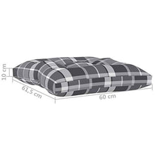 vidaXL Cuscino per Pouf su Pallet Grigio Motivo a Quadri in Tessuto