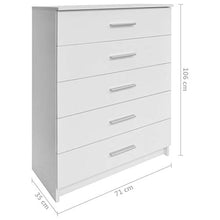 FAMIROSA Cassettiera in Truciolato 71x35x106 cm Bianca
