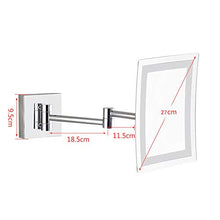 Specchio da Bagno a LED per Bagno Specchio a LED 25 Perline a LED Angolo di Rotazione a 360 ° Specchio HD Placcato Argento Supporto per Specchio da Parete a Specchio Quadrato in Argento