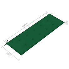vidaXL Panca da Giardino con Cuscino Verde 150 cm in Legno di Teak