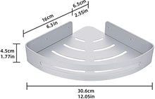 Yizhet 2 pezzi Mensola Doccia per Bagno, Senza Foratura Scaffale da Bagno Angolare Triangolare di Alluminio Rack a Muro con 4 ganci per Cucina Foratura Autoadesivo Montato A Muro (Argento)