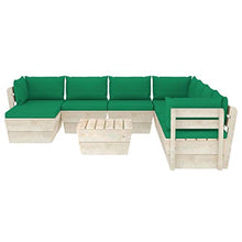 SKM Set Divani da Giardino su Pallet 9 pz con Cuscini Legno Abete (171.2kg) Verde-3665