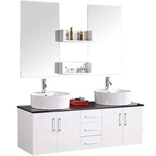 GRAFICA MA.RO SRL Mobile ARREDO Bagno Modello Lion 150 CM ARREDOBAGNO SOSPESO RUBINETTERIA LAVABO Bianco Neve con Piano Nero, Rubinetteria e Due Lavabo Inclusi