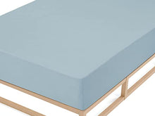 Biberna 0012344 Lenzuolo Frottee-Stretch (Altezza Materasso max. 22 cm) 1X 90X190 cm > 100X200 cm, Bluastra