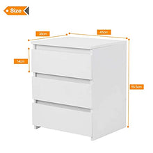 Wakects Comodino bianco moderno con 3 cassetti, 45 x 38,2 x 56 cm, mobile da notte per camera da letto