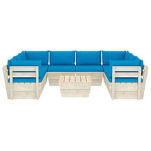 FAMIROSA Set Divani da Giardino su Pallet 9 pz con Cuscini Legno Abete-3604