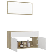 vidaXL Set Mobili da Bagno 2 pz Bianco e Rovere Sonoma in Truciolato