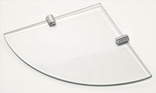Mensola angolare in vetro, spessore 6 mm, con 2 staffe cromate, dimensioni 250 x 250 mm