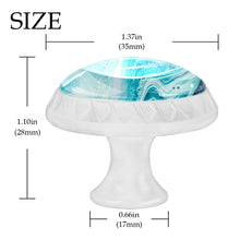 4 pcs White Cabinet Knobs for Kitchen Cabinets Bedroom Wardrobe Dresser Drawers Blue abstract art