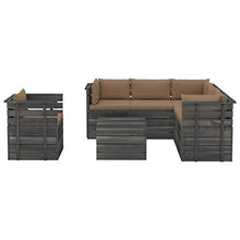vidaXL Set Divani da Giardino su Pallet 7 pz con Cuscini Massello Pino