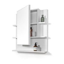 DOMTECH Specchio grande 60 x 70 cm, con ripiani e illuminazione a LED, colore: bianco