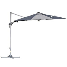 Outsunny Ombrellone a Braccio per Esterno, Giardino o Terrazza con Luci a LED e Angolazione Regolabile, Grigio