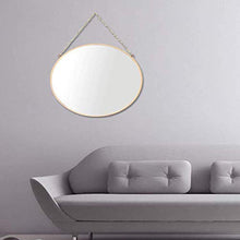 Specchio Appeso, 25 x 25 cm Rotondo Specchio per Il Trucco del Bagno Cornice in Ottone con Catena sospesa [Dimensioni ridotte]