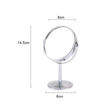 Distinct Specchi da Trucco Portatili Mini Argento Doppio Lato con 1:2 ingrandimento Funzione 360 Gradi Rotazione scrivania Strumenti Cosmetici (Rotondo)