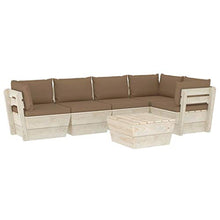 SKM Set Divani da Giardino su Pallet 6 pz con Cuscini Legno Abete (118.9kg) Grigio talpa-3572