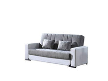 Eurobrico Divano Letto 3 POSTI con cassettone e Sistema Clic Clac in Tessuto e braccioli in Similpelle - Dimensioni L. 230 X H. 97 X P. 93.