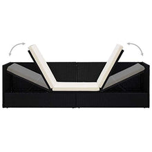 Divani da Giardino Esterno in Polyrattan con Cuscini, Divano 3 Posti, Lettino Prendisole con Cuscini in Polyrattan 200 x 60 x 58 cm, Nero