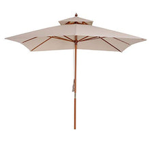Outsunny Ombrellone da Giardino e Terrazza 3 x 3m, 8 Stecche in Bamboo Copertura Parasole a 2 Livelli, Beige