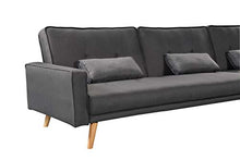Divano angolare convertibile, design scandinavo, in tessuto, colore: grigio