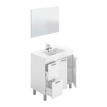 Mobile bagno 80 cm con lavabo in ceramica e specchio con cassetti bianco Fiordaliso