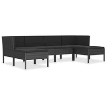 SKM Set Divani da Giardino 6 pz con Cuscini in Polyrattan Nero (40kg) Nero-6963