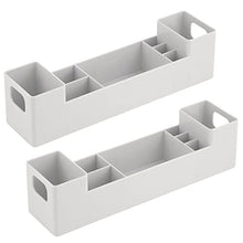 mDesign Set da 2 organizer portaoggetti con manici laterali – Cassetta pronto soccorso con 8 scomparti per creme, cerotti e medicinali – Scatola porta medicine ideale per il bagno – grigio chiaro