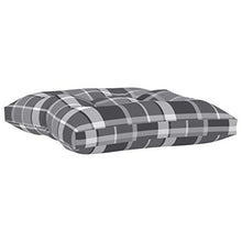 vidaXL Cuscino per Pouf su Pallet Grigio Motivo a Quadri in Tessuto