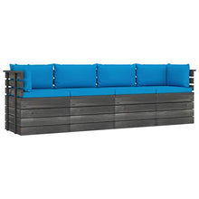 vidaXL Divano da Giardino 4 Posti su Pallet con Cuscini Massello Pino