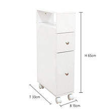 MAIMAITI Mobile Bagno Bianco con Ruote ，Ci Sono Due Piccoli cassetti，15 x 33 x 65 cm