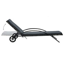 vidaXL Lettino Prendisole in Polyrattan Nero Spiaggia Patio Sdraio Giardino