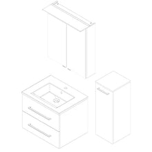 Fackelmann - Set mobili da bagno B.Perfect, 3 pezzi, con mobiletto sottolavello, con lavabo in ceramica da appendere, 60 cm e armadietto a specchio a LED