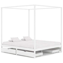 SKM Giroletto con Baldacchino 4 Cassetti Bianco in Pino 180x200 cm
