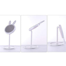 LFK Nuovo Coniglietto LED Riempire Luce Trucco Specchio Con Luce Intelligente Riempimento Desktop Trucco Specchio ABS Piccolo Regalo Bianco