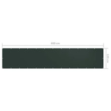 vidaXL Paravento da Balcone Verde Scuro 120x600 cm Tessuto Oxford