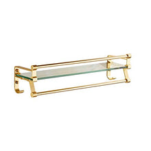 XBSXP Mensola in Vetro temperato mensole per Bagno a Parete, Acciaio Inossidabile Cromato Rifinito con 2 Ganci (Colore: Oro, Dimensioni: 50 cm)