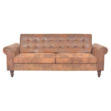 Festnight Divano Letto Chesterfield Moderno con Braccioli Pelle Scamosciata Sintetica Marrone