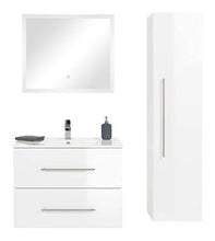 Set di mobili da bagno Firenze 75 (5 parti/A) incl. specchio a LED bianco lucido