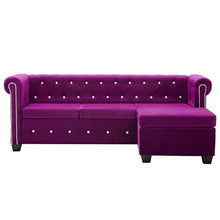 vidaXL Divano Chesterfield a L in Velluto Viola Sdraio Sofa Arreddo Salotto