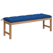 vidaXL Panca da Giardino con Cuscino Blu 150 cm in Legno di Teak