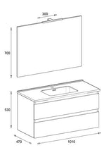 MaMa Store Atena Mobile sospeso con lavabo, Specchio e Lampada LED, Laminato Grigio Cemento L. 101 X P. 47 X H. 53 cm
