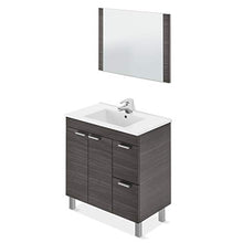 ARKITMOBEL Aktiva Set Mobile Bagno e Specchio, melammina, Grigio Cenere, 80 x 80 x 45 cm