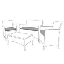 Set di 3 pezzi di ricambio per sedia da giardino in rattan, colore grigio