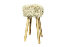 BIANCHERIAWEB Sgabello Arredo Alto con Seduta in Pelliccia Colore Beige