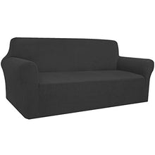 Copridivano, Jacquard Copridivano Elasticizzato con Braccioli Antiscivolo Proteggi Divano 4 posti per Soggiorno(Grigio Scuro)