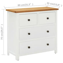 Cassettiera 80x35x75 cm in Legno Massello di Rovere