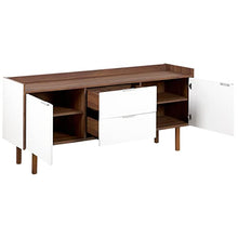 Beliani Credenza Bianca e Marrone 68 x 149 cm a Due Ante Stile Scandinavo Madera