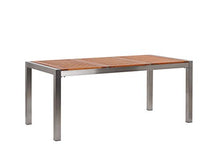 Beliani Set Giardino Tavolo Piano Legno di Eucalipto 6 Sedie Rattan 180 x 90 cm GROSSETO