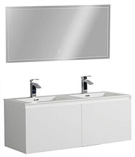 Mobile bagno Luna 1200 bianco opaco - Specchio opzionale, Lavabo minerale:lucido, Specchio:Con specchio 2137
