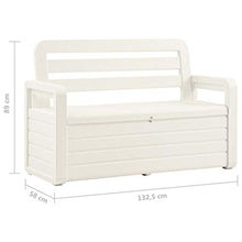 Tidyard Cassapanca da Giardino per Esterno 2 Posti in Plastica Bianca con Braccioli e Schienale,Panca con Contenitore da Giardino per Esterno con 2 Posti in Plastica Bianca 132,5x58x89 cm