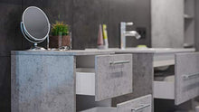 Set di mobili da bagno Firenze 80 (5 parti/B) grigio cemento e specchio a LED